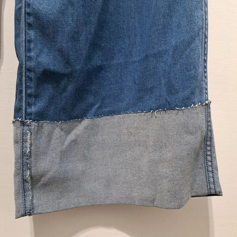 Sam Edelman High Rise Cuffed Boho Wide Leg Denim Jeans Mystic Size 26 NWT